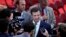 U.S. -- President Donald Trump's Campaign Chairman Paul Manafort is surrounded by reporters on the floor of the Republican National Convention in Cleveland, July 17, 2016