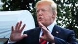 U.S. -- U.S. President Donald Trump speaks to reporters before leaving the White House in Washington, June 8, 2018