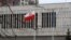 RUSSIA -- The Polish flag flies on Polish embassy in MOscow, March 26, 2018