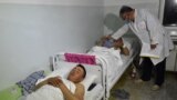 KYRGYZSTAN -- A doctor attends wounded soldiers in a hospital in the Kyrgyzstan's southwestern town of Batken, May 3, 2021