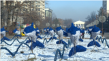 Kyrgyzstan -- new years installation dolphins in Bishkek