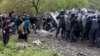 People protest against the construction of a hydropower plant near Birkiani