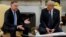 Washington, U.S. - U.S. President Donald Trump listens to Poland's President Andrzej Duda during a meeting in the Oval Office at the White House 