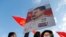 RUSSIA -- Supporters of the Russian Communist Party attend a ceremony marking the 68th anniversary of Soviet leader Josef Stalin's death on Red Square in central Moscow, March 5, 2021