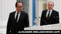 Путин и президент Франции Француа Олланд 