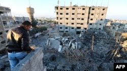 Разрушенное здание телеканала Аль-Акса в Газе