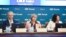 RUSSIA - MOSCOW, SEPTEMBER 4, 2019: Pamfilova's deputy Nikolai Bulayev, Ella Pamfilova, Chairperson of the Russian Central Election Commission, and its secretary Maya Grishina (Left-Right) hold a meeting to discuss preparations for the September 8 electio