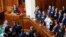 UKRAINE -- Ukrainian politicians, including President Volodymyr Zelenskiy, attend the first session of newly-elected parliament in Kyiv, August 29, 2019