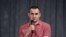 Oleh Sentsov talks to journalists in Kyiv on September 10.