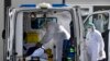 NORTH MACEDONIA -- An ambulance carrying patient infected with COVID-19, arrives to the University Clinic for Infectious Diseases in Skopje, October 13, 2020