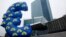 Germany -- Inflated euro sign is seen outside the new head quarters of the European Central Bank (ECB) in Frankfurt, January 22, 2015