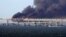 UKRAINE – Fire on the Kerch Bridge after an explosion on it. Ukraine, occupied Crimea, October 8, 2022 