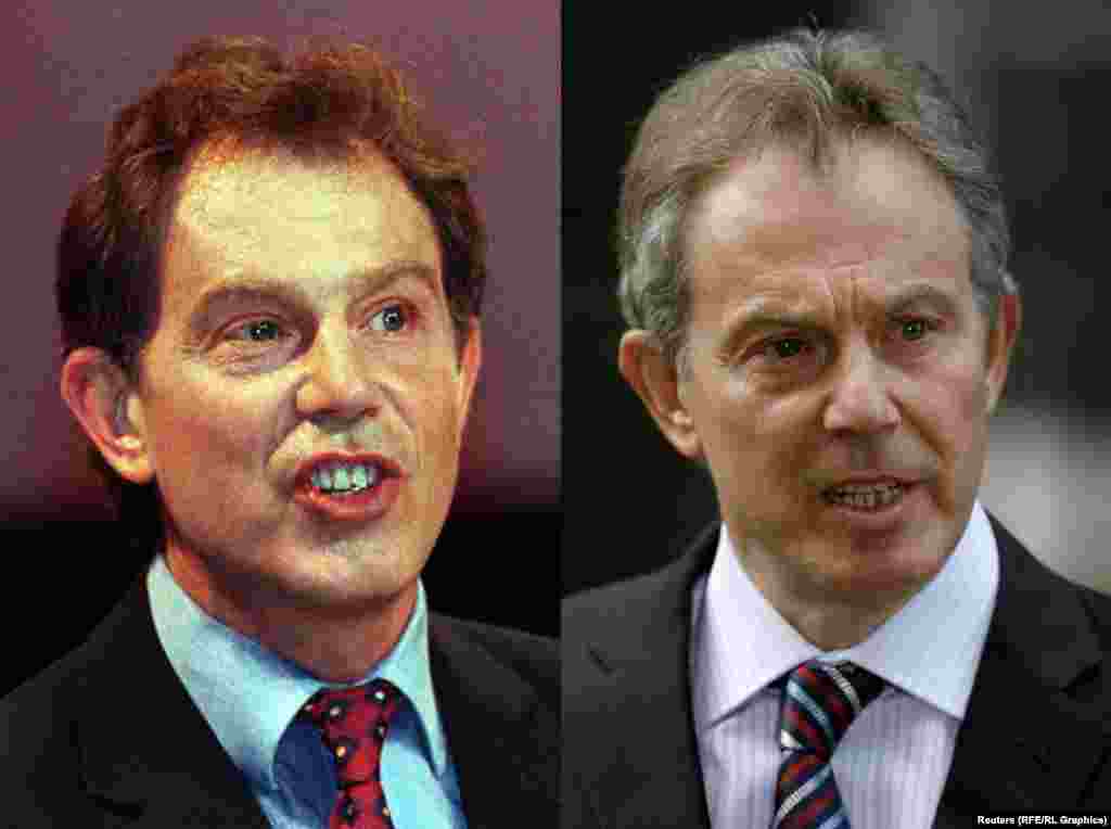 Бывший премьер-министр Великобритании Тони Блэр в 1997 (слева) и в 2007 году