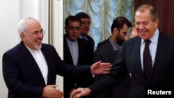 Сергей Лавров с главой МИД Ирана Джавадом Зарифом в Москве, 28 октября 