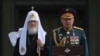 RUSSIA – Patriarch of Moscow and All Russia Kirill and Minister of Defense of Russia Army Sergei Shoigu after the consecration of the Cathedral of the Resurrection of Christ - the main church of the Armed Forces of the Russia. Moscow region, 14Jun2020 