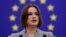 FRANCE -- Belarusian opposition leader Sviatlana Tsikhanouskaya delivers a speech at the European Parliament in Strasbourg, France, November 24, 2021
