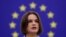 FRANCE -- Belarusian opposition leader Sviatlana Tsikhanouskaya delivers a speech at the European Parliament in Strasbourg, France, November 24, 2021
