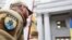 UKRAINE -- Several dozen people posing as veterans of the special forces unit Azov gathered under the walls of the Ministry of Foreign Affairs in Kyiv, October 28, 2019.