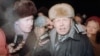 Andrei Sakharov speaks to reporters upon returning to Moscow after seven years on December 23, 1986.