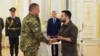 UKRAINE – President of Ukraine Volodymyr Zelensky presents the Commander-in-Chief of the Armed Forces Valery Zaluzhny with the Cross of Combat Merit. Kyiv, May 6, 2022