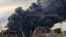 A fire at the Feodosia oil depot after a drone attack on the night of April 23, 2026