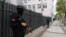 Montenegro -- Police in front of the court ahead of the verdict for attempting a state coup in Montenegro on October 16th in 2016, Podgorica, May 9, 2019.