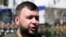 UKRAINE -- Donetsk separatist leader Denis Pushilin speaks to journalists during a rehearsal for the Victory Day military parade in Donetsk, May 5, 2021