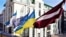 LATVIA – The flag of Ukraine, which opposes Russian aggression, was solemnly hoisted on the building of the Riga City Council. Riga, February 14, 2022