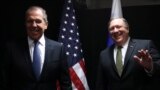 FINLAND -- U.S. Secretary of State Mike Pompeo (R) and Russian Foreign Minister Sergei Lavrov meet on the sidelines of the Arctic Council Ministerial Meeting in Rovaniemi, May 6, 2019