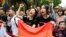 TAIWAN -- Supporters of same-sex marriage celebrate outside the parliament in Taipei, May 17, 2019