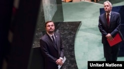 Леонардо Дикаприо и Майкл Дуглас на Генассамблее ООН, Нью-Йорк, 16 сентября 2016 