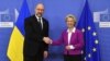 BELGIUM – Ukraine's Prime Minister Denys Schmyhal (L) is welcomed by European Commission president Ursula Von der Leyen prior to their bilateral meeting at the EU headquarters in Brussels, September 5, 2022 