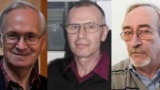 (Left to right) Former State Institute of Organic Synthesis Technology scientists Vil Mirzayanov, Vladimir Uglyov, and Leonid Rink