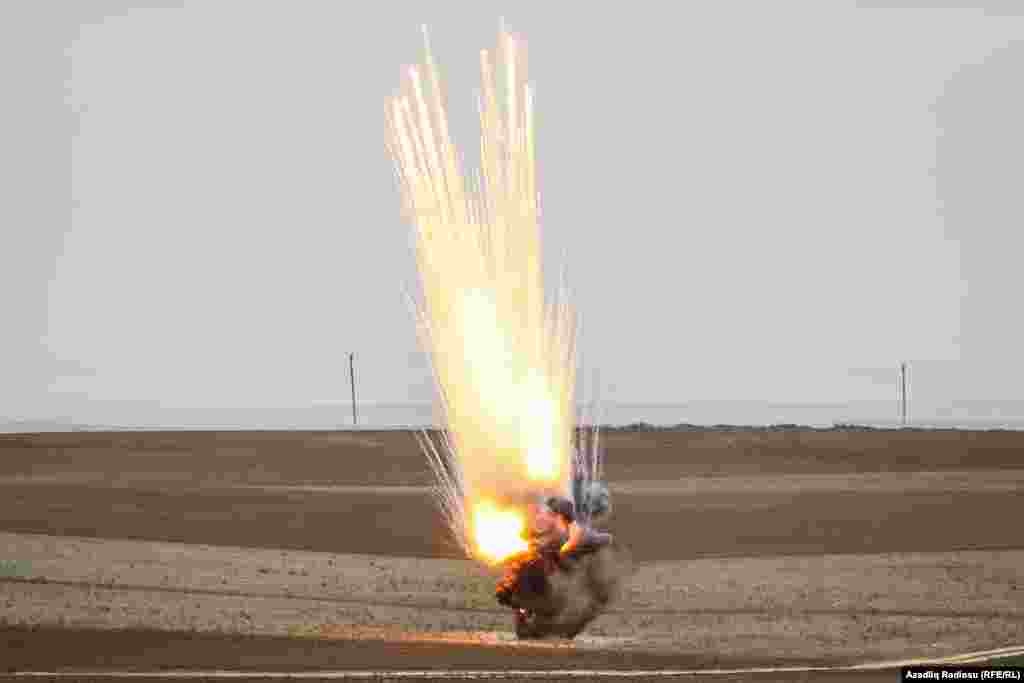 NAGORNO-KARABAKH -- A photo shows white phosphorus ammunitions of Armenian armed forces, being destroyed as Fuzuli and Jabrayil districts being cleared, November 19, 2020