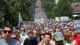 People take part in a rally in support of arrested regional governor Sergei Furgal who is accused of organising the murder of several entrepreneurs 15 years ago, in Khabarovsk, Russia July 18, 2020