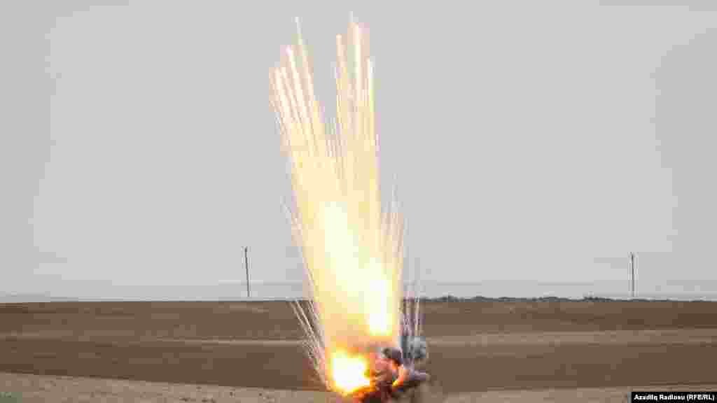 NAGORNO-KARABAKH -- A photo shows white phosphorus ammunitions of Armenian armed forces, being destroyed as Fuzuli and Jabrayil districts being cleared, November 19, 2020