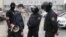 BELARUS -- Belarusian riot policemen (OMON)  stand in front of the Minsk Tractor Plant to prevent any rally or attempt to organize a strike in Minsk, August 19, 2020