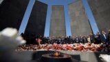 ARMENIA - Armenian President Armen Sarkisian, Prime Minister Nikol Pashinyan, Catholicos Garegin II, the head of the Armenian Apostolic Church, and other officials attend a ceremony commemorating the 104th anniversary of the massacre of 1.5 million of Arm