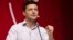 Ukraine -- In this Thursday, May 23, 2019, photo, Ukrainian President Volodymyr Zelenskiy gestures while speaking during the іForum 2019 in Kiev, Ukraine