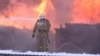 Ukraine, Crimea - Firefighters extinguish a fire, 21Dec2016