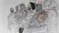 BELGIUM -- A courtroom sketch shows prime suspect in the November 2015 Paris attacks Salah Abdeslam prior to the opening of his trial at the "Palais de Justice" courthouse in Brussels, February 5, 2018
