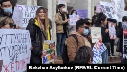 Кыргызстан, Бишкек, марш в защиту прав женщин, 8 марта 2021