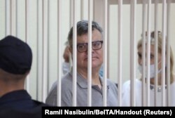 Viktar Babaryka in court in Minsk on July 6, 2021