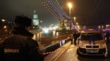 A police officer seen at the site of Russian opposition leader Boris Nemtsov's February 27, 2015 murder on Moscow's Bolshoi Moskvoretsky Bridge. 