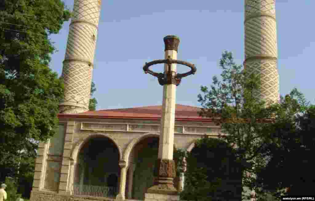 The 19th-century Yukhari Govhar Agha Mosque in the Karabakhi town of Shushi, known to Azerbaijanis as Shusha. The Shi&#39;i mosque, seen here in 2011, was abandoned after ethnic Armenian forces took control of the hilltop town in 1992. It has been undergoing restoration with assistance from Iran -- a project that Baku rejects as illegitimate.&nbsp; The building has not been reported damaged during the most recent fighting over Karabakh.&nbsp;