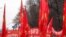 RUSSIA -- Supporters of the Russian Communist Party take part in a procession marking the anniversary of the 1917 Bolshevik Revolution, with a portrait of Soviet leader Vladimir Lenin seen in the foreground, in Moscow, November 7, 2019
