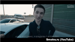 Фрагмент видео с тест-драйвом автомобиля Lamborghini, принадлежащим Никулину