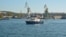 UKRAINE - Port cranes and a boat in the Sevastopol port, 15Oct2019