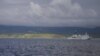 Kurile Islands. The ship makes a voyage