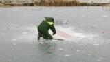 white-red-white flag in the ice 